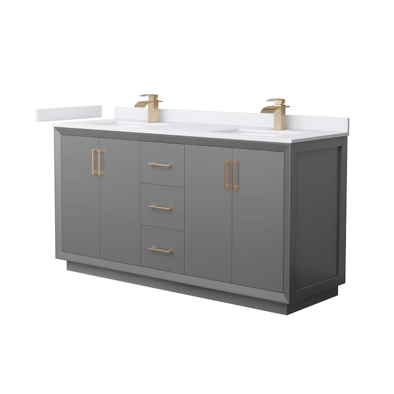 Wyndham Collection WCF414166D-VCA-UNSMXX Strada 66" Free Standing - Dark Gray / White Cultured Marble Top / Satin - Painted