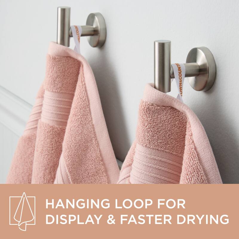 TOWN & COUNTRY EVERYDAY 6-Piece Assorted Solid Dobby Border Set, 2-Bath Towels, 2-Hand Towels, 2-Washcloths