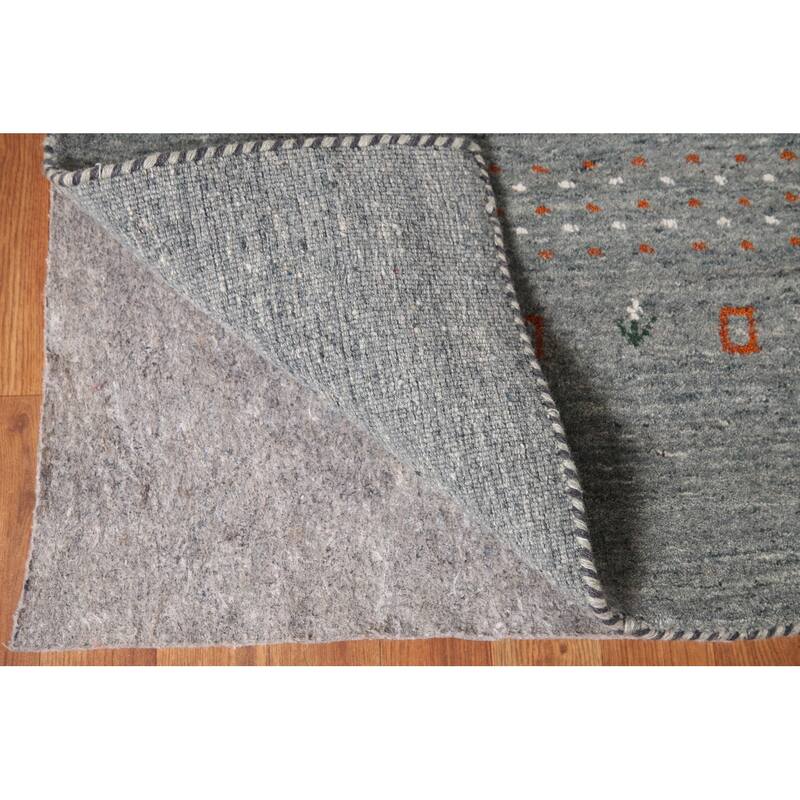 Silver Gray Gabbeh Living Room Area Rug Hand-Knotted Wool Carpet - 8'0"x 9'11"