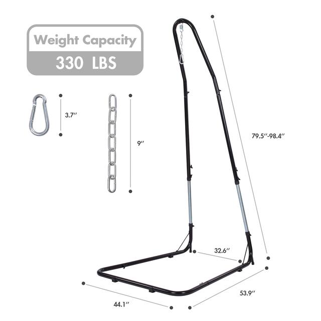 SUNCREAT Adjustable Hammock Chair Stand, 330 lbs Capacity, Hanging Chair Stand for Hammock Air Porch Swing Chair, Black - N/A
