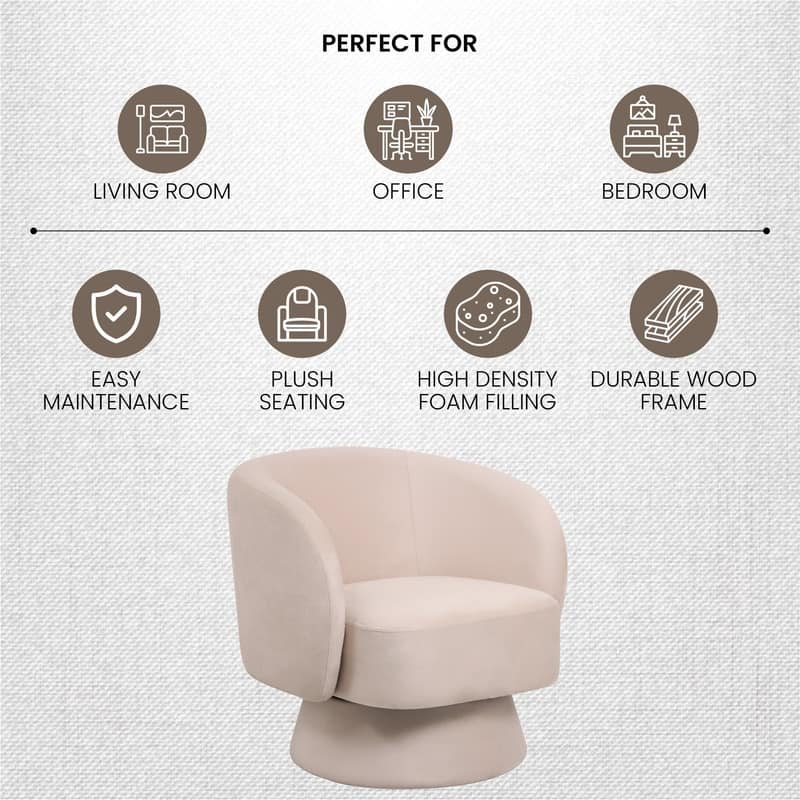 Raze 31" Swivel Accent Armchair Upholstered in Boucle/Velvet/Linen Fabric with Plush Cushioning and Solid Wood Support