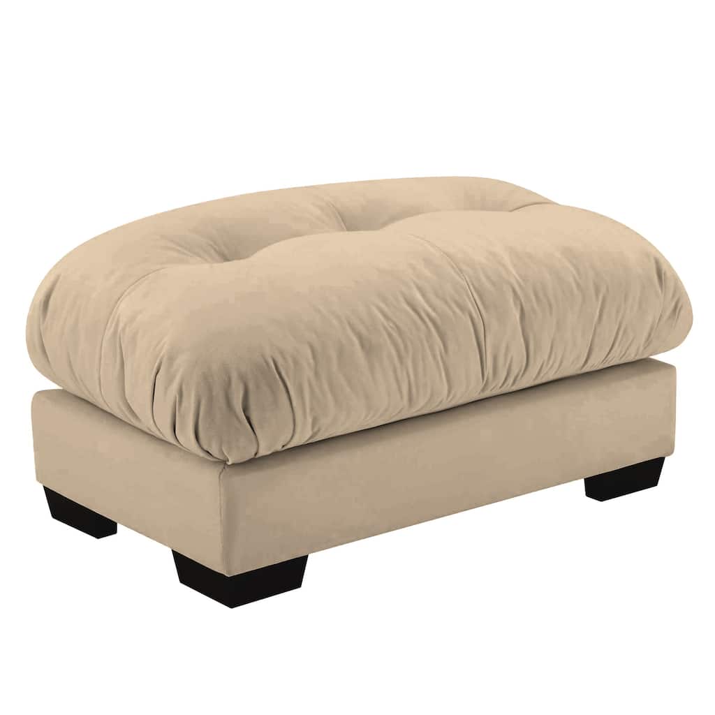 Roomfitters Tufted Velvet Ottoman Bench, Rectangular Padded Footrest Coffee Table Stool for Living Room