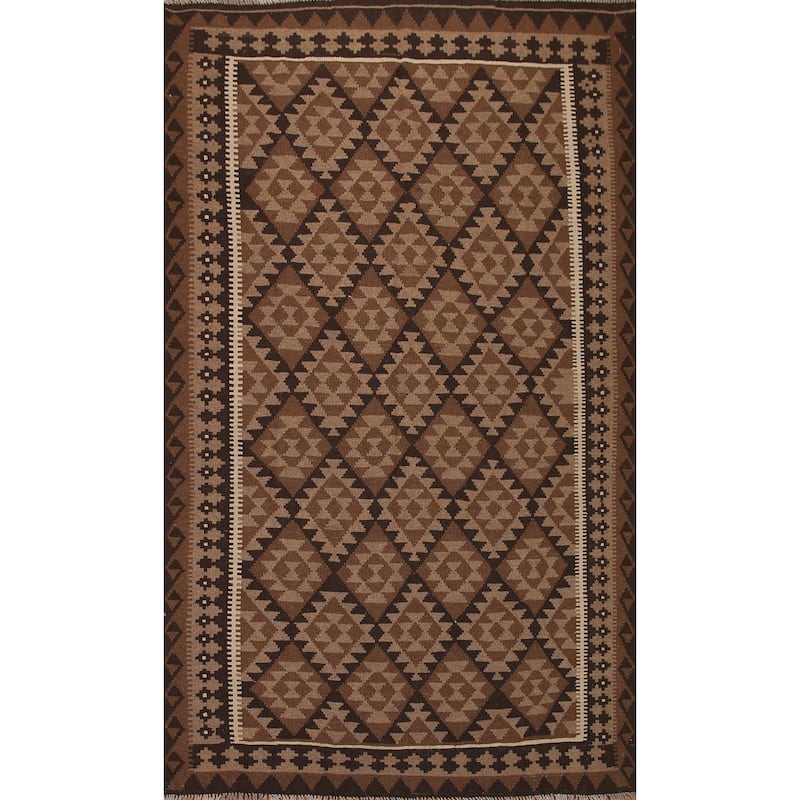 Geometric Kilim Oriental Area Rug Hand-woven Wool Carpet - 6'9"x 9'9"