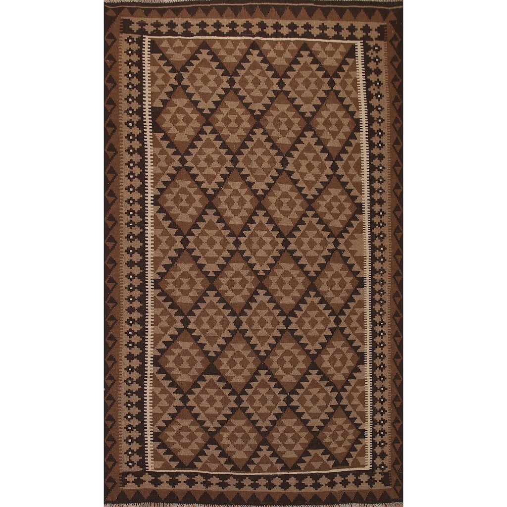 Geometric Kilim Oriental Area Rug Hand-woven Wool Carpet - 6'9"x 9'9"