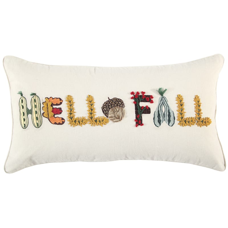 Rizzy Home Hello Fall Embroidered Throw Pillow