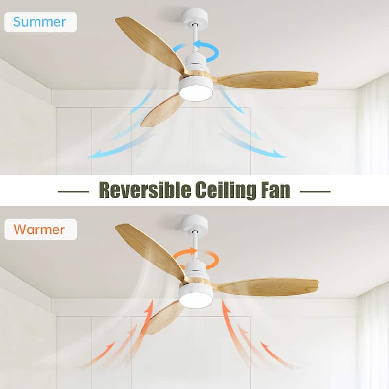 Modern Ceiling Fan Light with Adjustable Lighting and Remote Control, Wooden Blades for Bedroom and Lounge Area