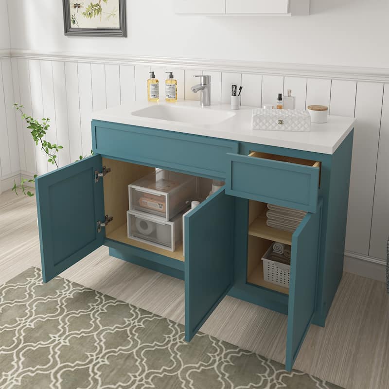 Vanity Art 48" Birch Freestanding Bathroom Vanity Cabinet without Top