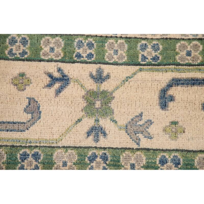 Gray Geometric Kazak Oriental Rug Living Room Handmade Wool Carpet - 9'10"x 13'1"