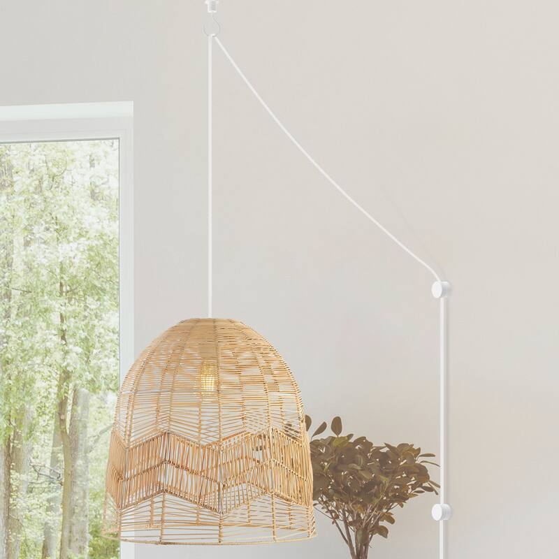 Lucas 1-Light Farmhouse Coastal 180" Cord Plug-In or Hardwired LED Pendant, by JONATHAN Y