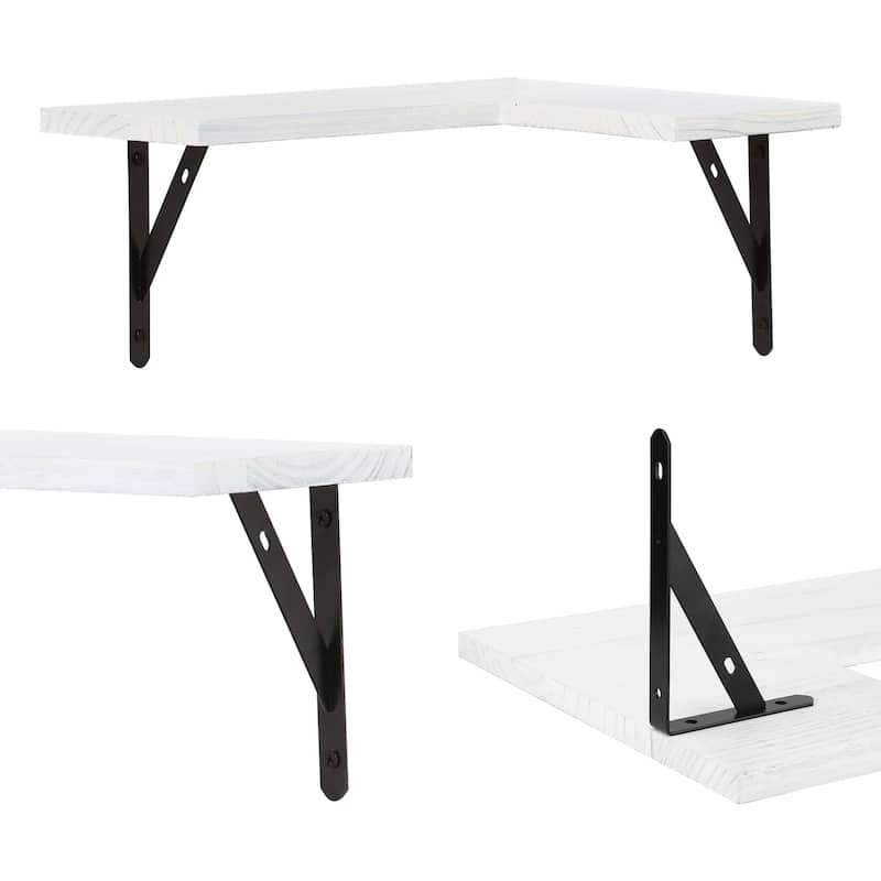 Wood Floating Shelves Set of XX, Wall Mounted Shelves for Bathroom Bedroom Living Room, and Kitchen Wall Decor 16*11.4in - White