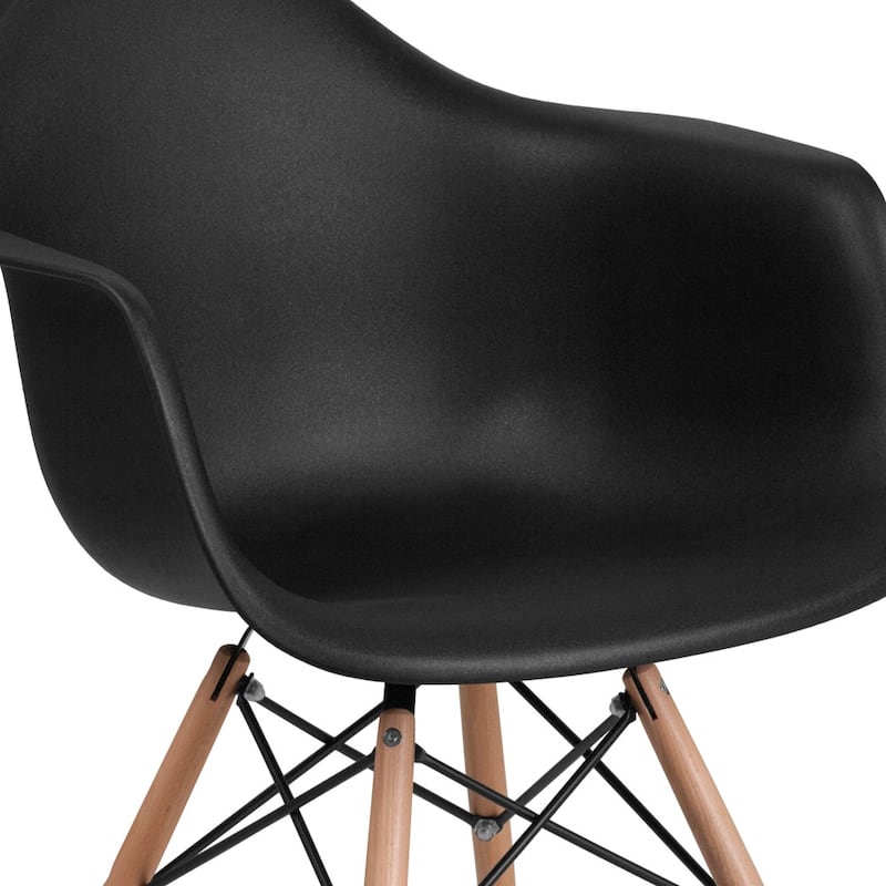 Plastic Chair with Arms and Wooden Legs