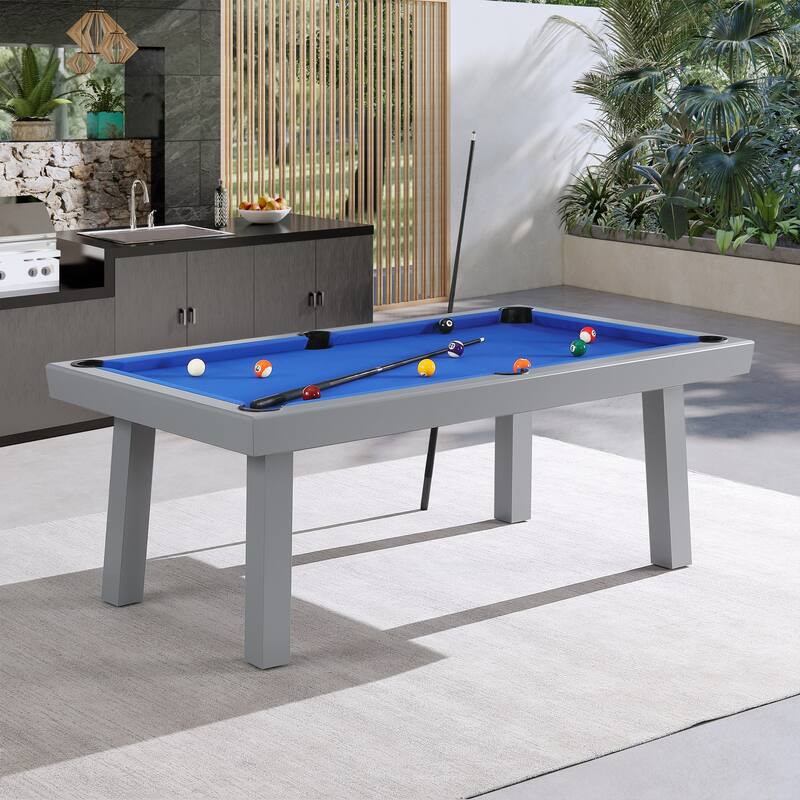 Laguna Indoor/Outdoor 7ft Slate Pool Table with Dining Top & Accessories, Cement Finish