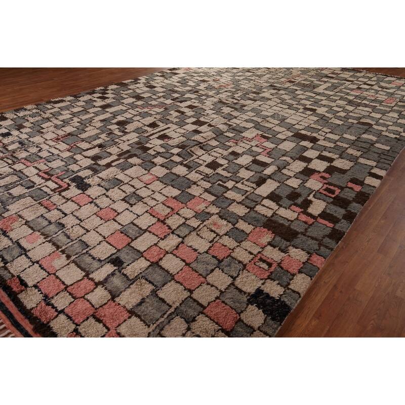 All-Over Plush Moroccan Large Area Rug Handmade Wool Carpet - 11'4" x 18'8"