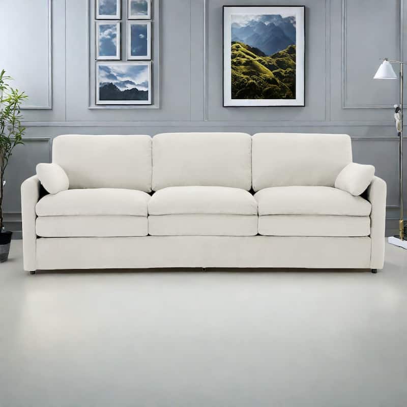 89" Chenille 3-Seater Sofa with Double-Layered Cushions for Living Room