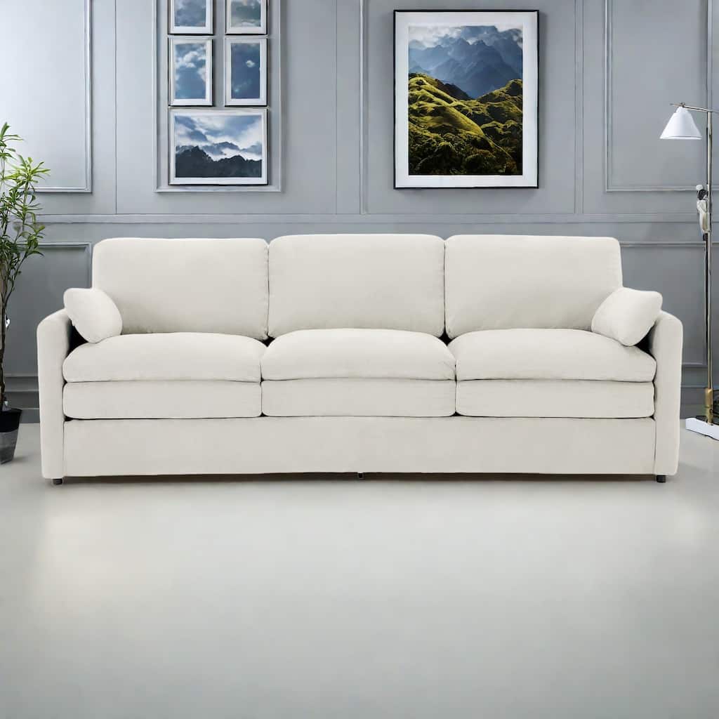 89" Chenille 3-Seater Sofa with Double-Layered Cushions for Living Room