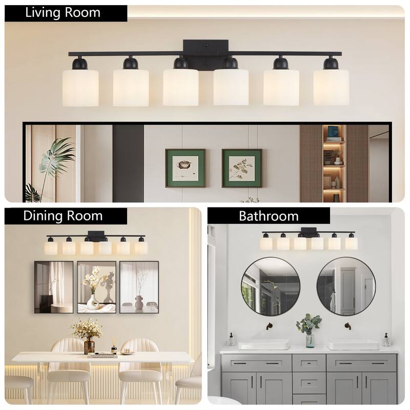 6-Light 38" Matte Black Bathroom Vanity - Wall Sconce for Bedroom, Living