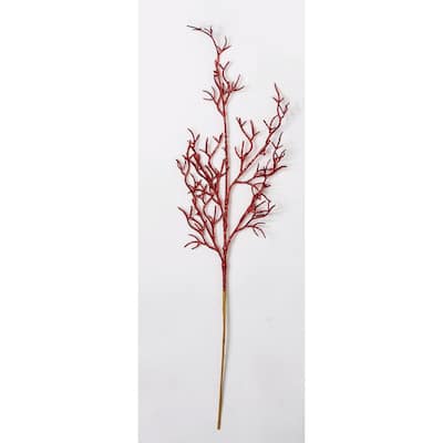 28" Glitter Twig Stem, Red, Set of 3 - Red