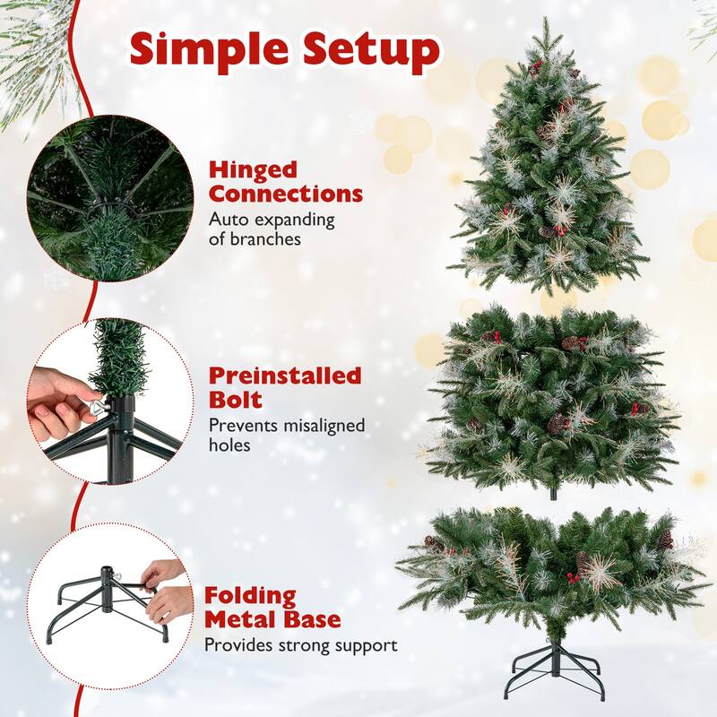 Costway 5/6/7 FT Artificial Christmas Tree with 602/806/1072 Branch - Green - See Details
