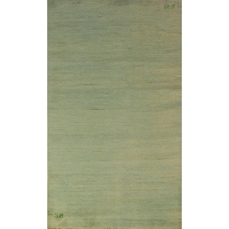Light Green Gabbeh Modern Oriental Rug Handmade Wool Carpet - 3'3" x 6'5"
