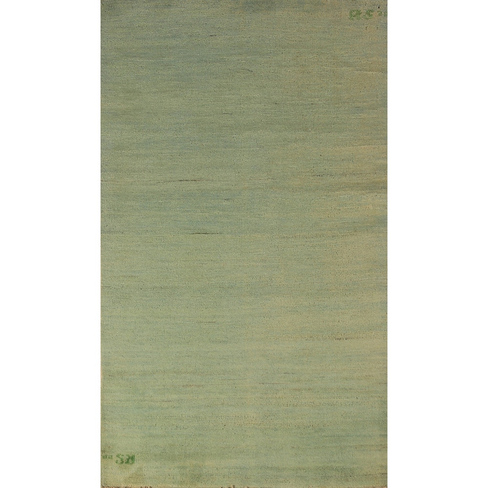 Light Green Gabbeh Modern Oriental Rug Handmade Wool Carpet - 3'3" x 6'5"