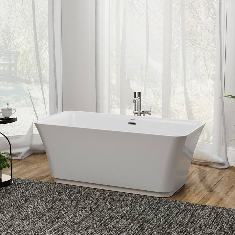 Empava 59 in Acrylic Freestanding Bathtub Soaking SPA Tub in White