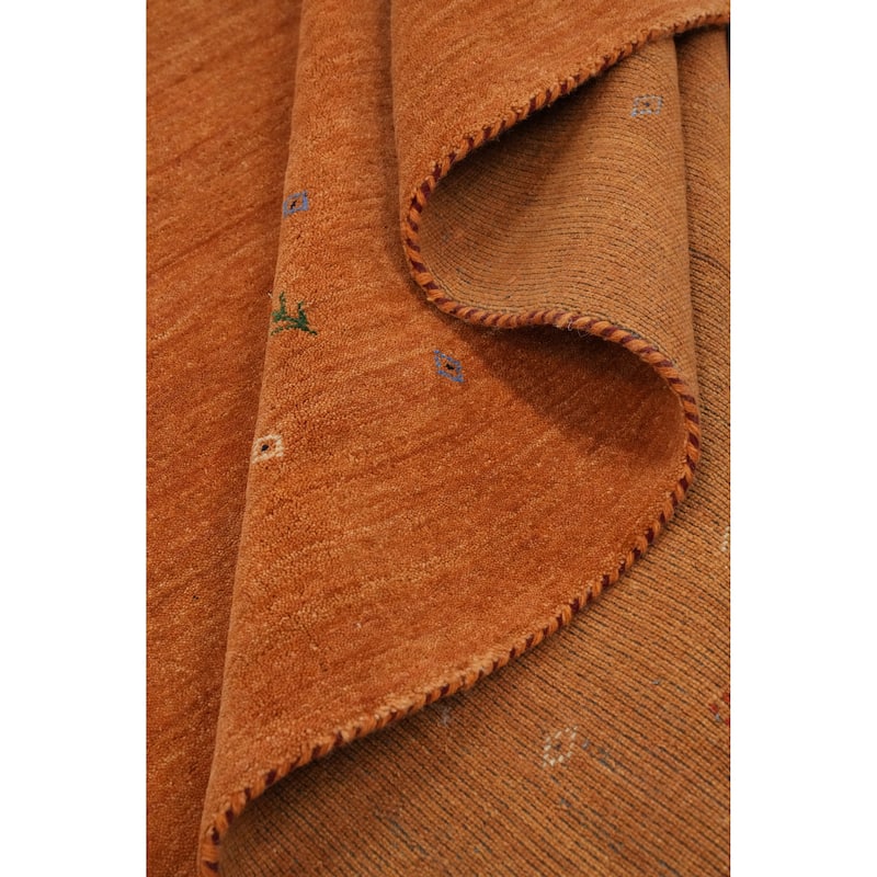 Hand Knotted Oriental 100% Wool Carpet Tribal Animal Pictorial Oranges & Rust Gabbeh Area Rug - 8' 0'' X 7' 10''