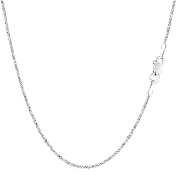 Mcs Jewelry Inc 14 KARAT WHITE GOLD ROUND DIAMOND CUT WHEAT CHAIN NECKLACE (1.2MM)