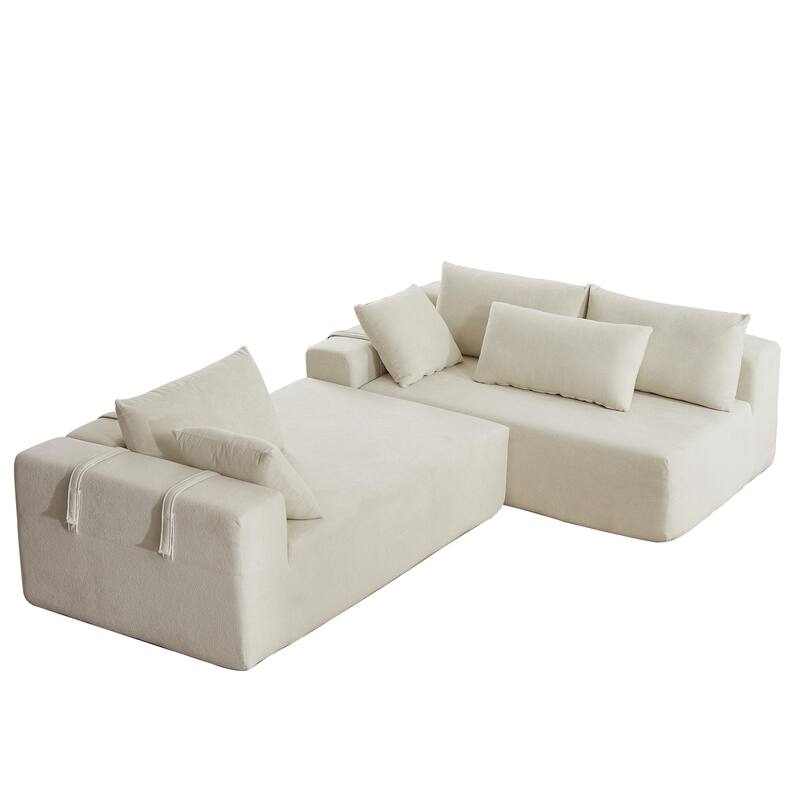 L Shaped Modular Sectional Sofa with Chaise Lounge, Oversized Chenille Upholstered Sofa, Deep Seat Sofa with 6 Pillows