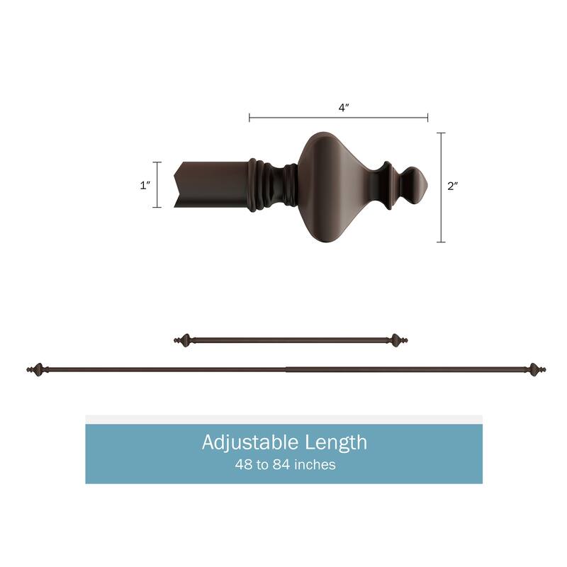 Lavish Home 1-Inch Adjustable Curtain Rod