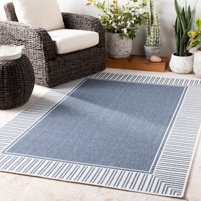 Livabliss Felice Border Indoor/ Outdoor Area Rug - 5'3" Round - 5'3" Round