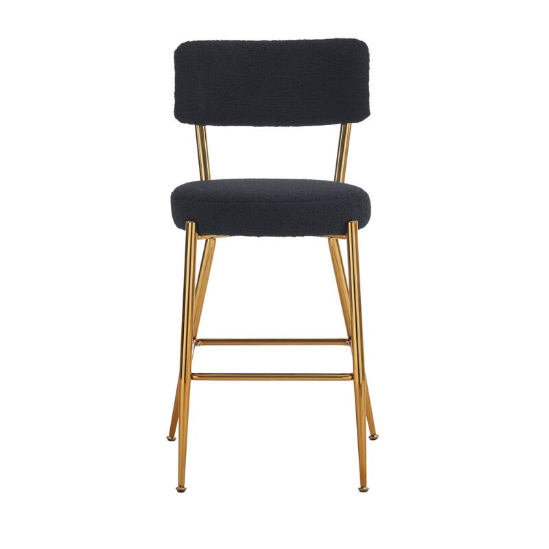 Teddy Fabric Bar Stools Set of 4,Metal Legs and Footrest