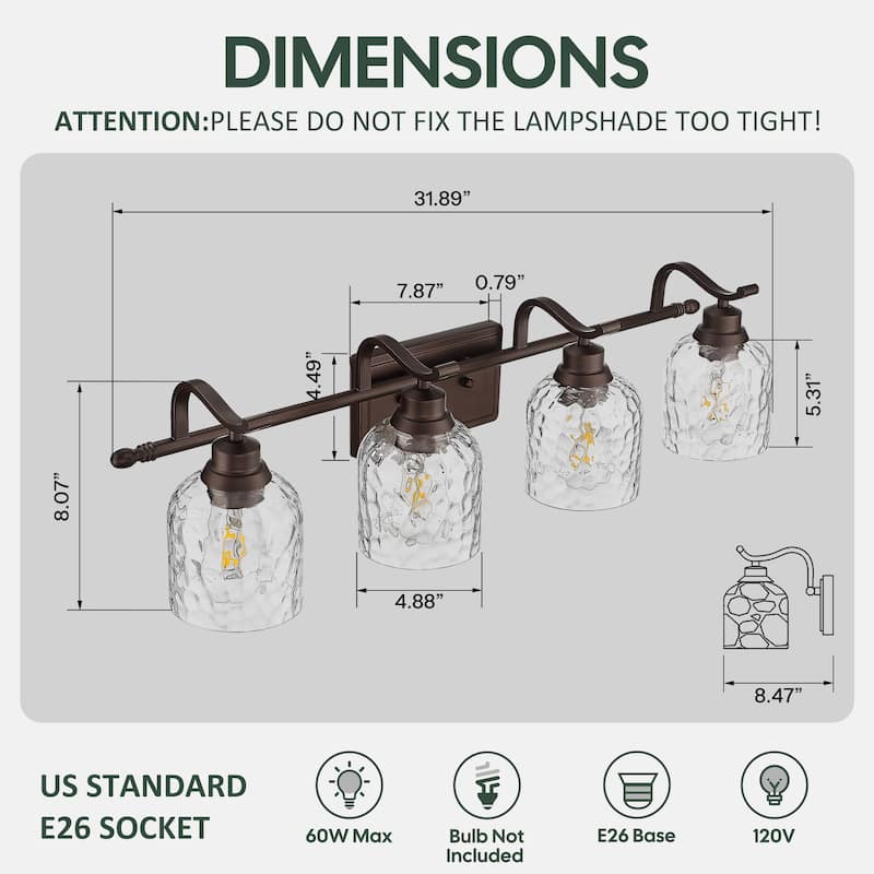Modern 3/4-Light Bathroom Vanity Light