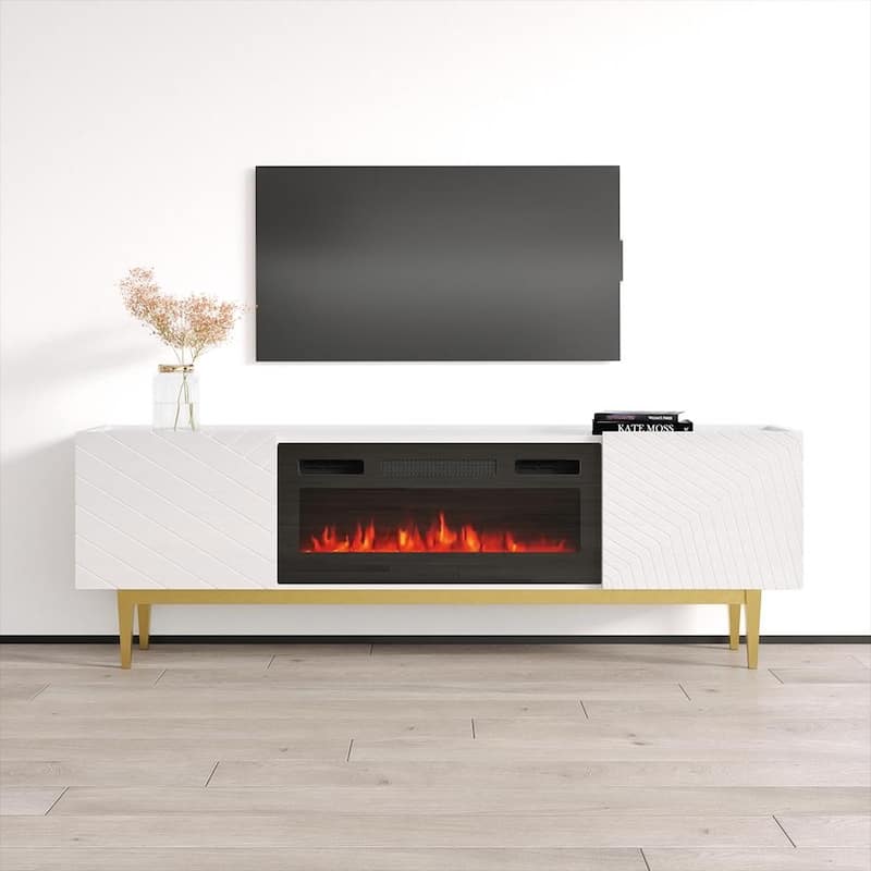 Portillo BL-EF Fireplace TV Stand - White