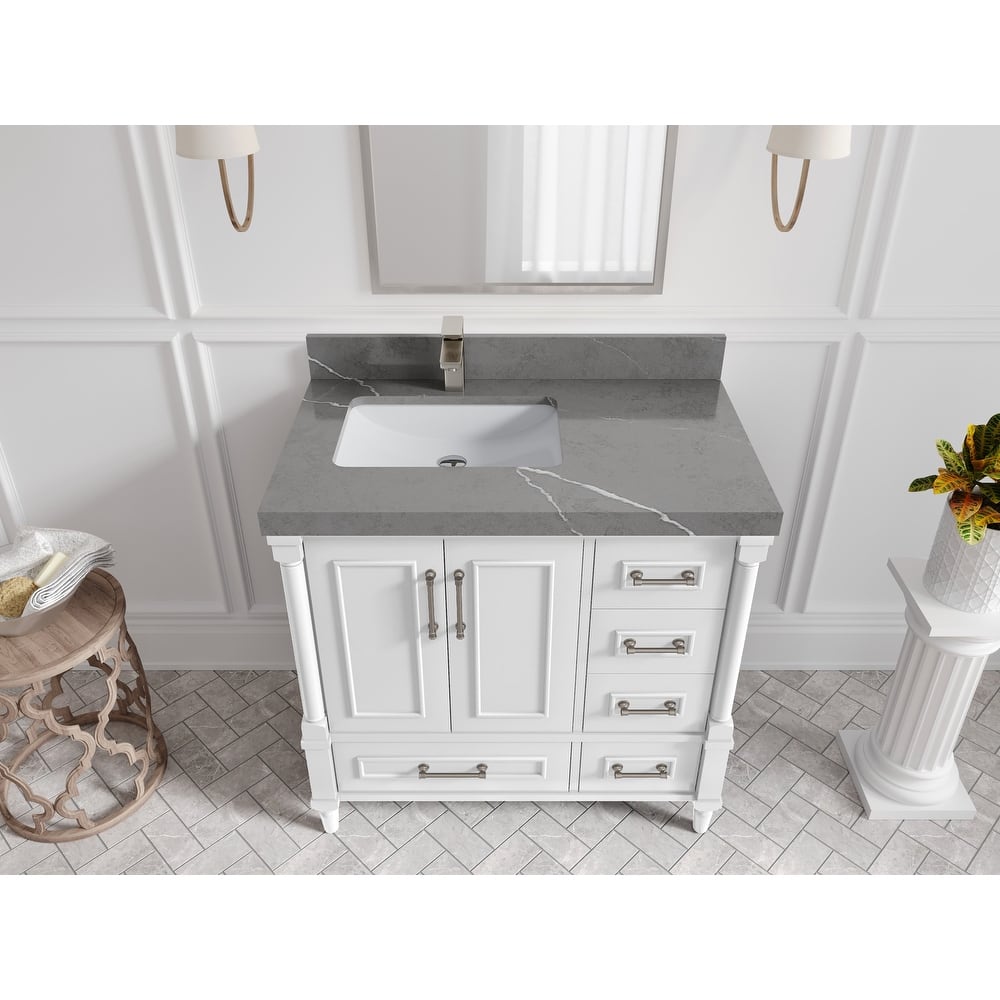 Willow Collections 36 in. W x 22 in. D Aberdeen Left Offset Sink Bathroom Vanity with Countertop