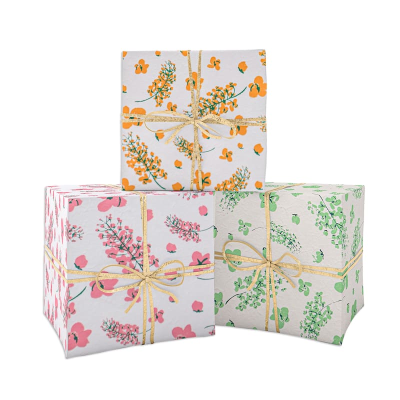 Novica Handmade Blooms & Hues Saa Wrapping Paper (Set Of 3)