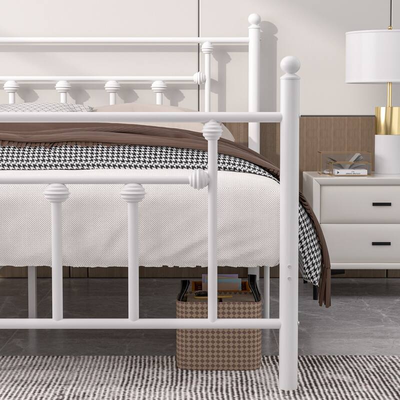14 Inch Metal Victorian Platform Bed Frame with Headboard and Footboard, Heavy Duty Mattress Foundation with Steel Slats Support