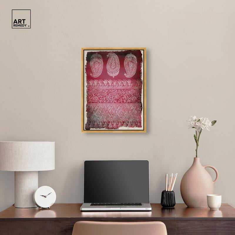 Burgundy Stamps Canvas by Art Remedy