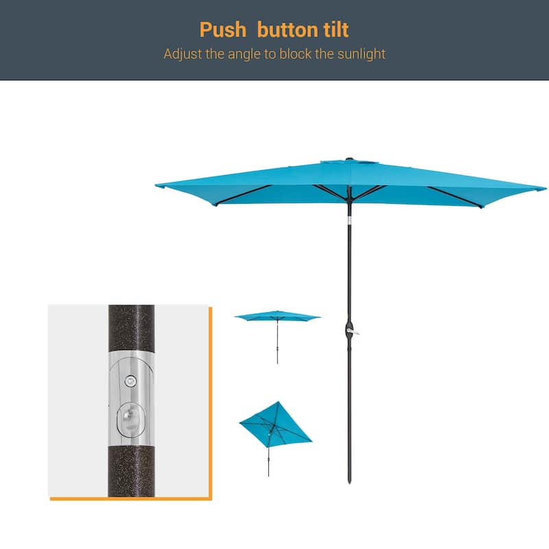 LIVOOSUN 10 x 6.5ft Outdoor Market Patio Umbrella w/Tilt and Crank