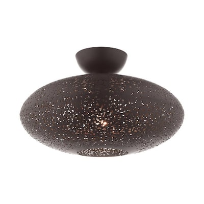 Livex Lighting 1-light Bronze Semi Flush Mount ,49183-07 - 15.875" DIA 10.5" H