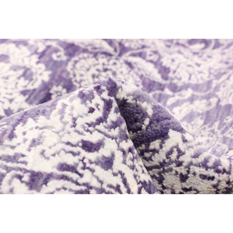 ECARPETGALLERY Hand-knotted Heritage Purple Silk, Wool Rug - 2' 7" x 12'
