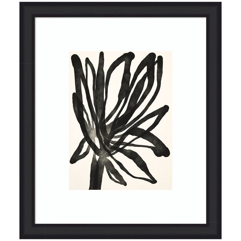 Kate and Laurel Framed Art Dark Floral by Alicia Bock - 23x27 - Black