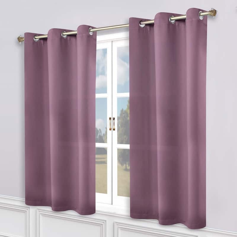 Superior Modern Solid Washable Room Darkening Curtains, Set of 2 Panels - 2PC- 52" x 63" - Wisteria