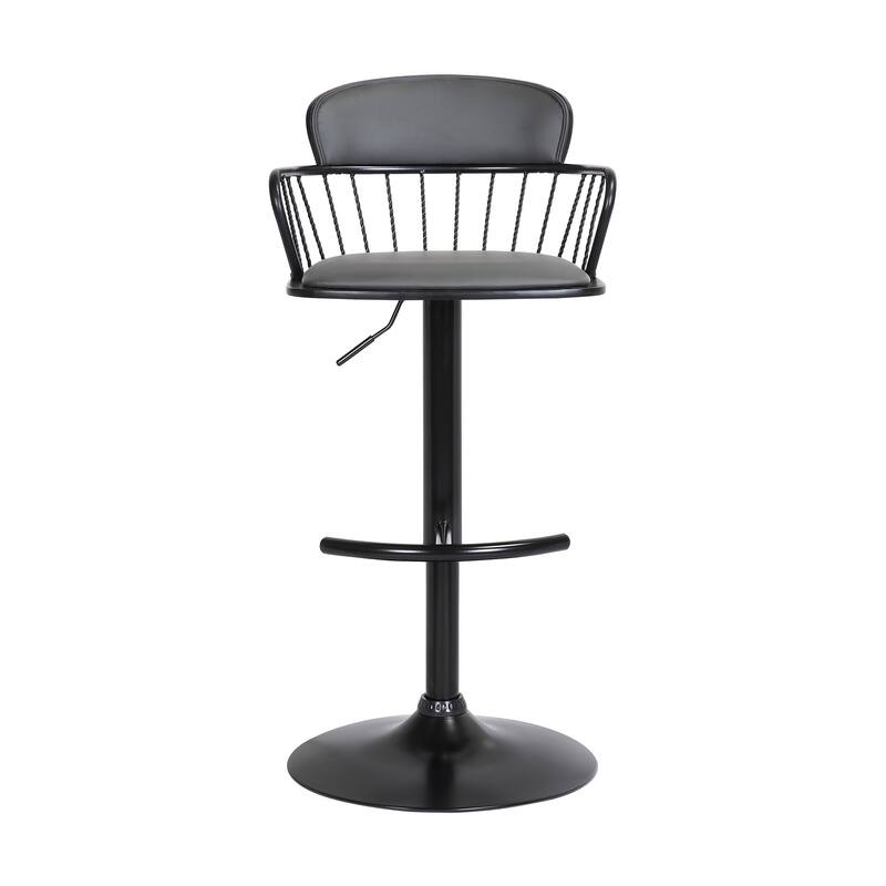 Nash Black Metal Upholstered Adjustable Swivel Bar Stool