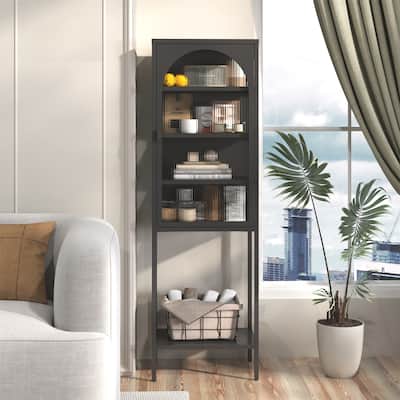 5-Tier Cube Bookshelf Storage Cabinet with Adjustable Shelves