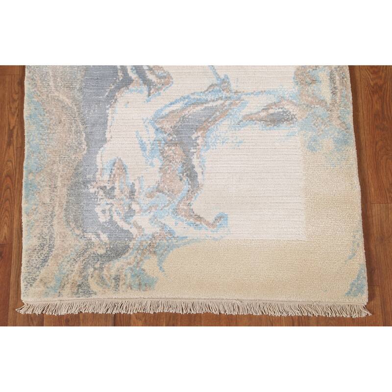 Modern Indian Abstract Accent Rug Handmade Wool Carpet - 2'9"x 4'10"