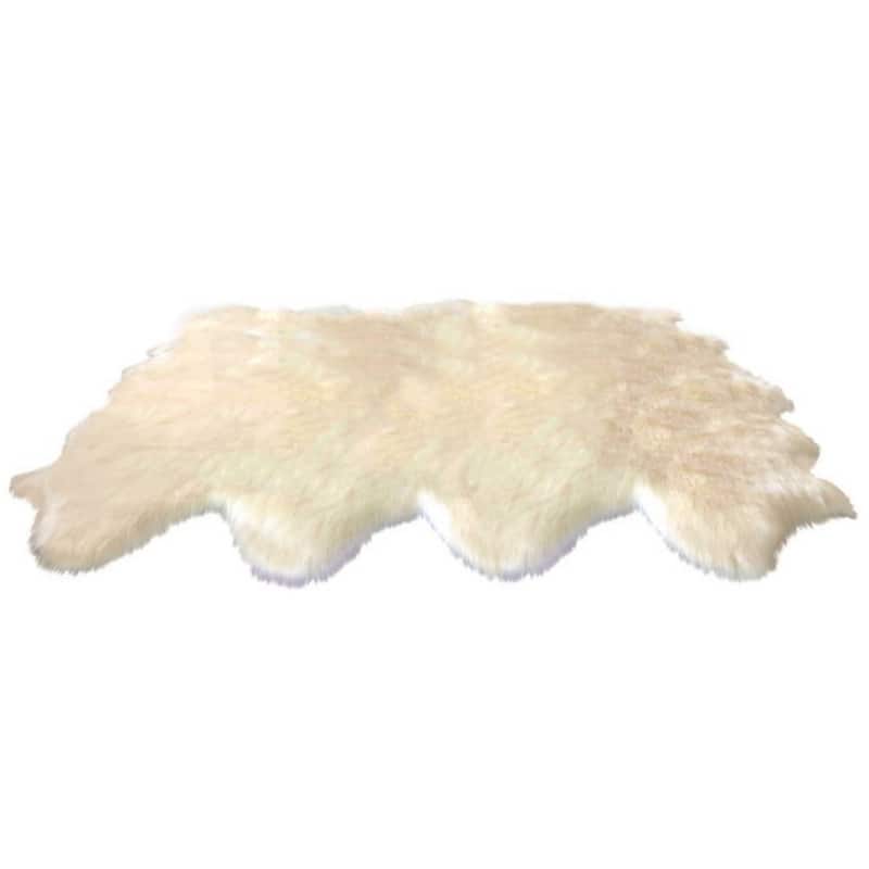 Dynasty Natural 8-Pelt Luxury Long Wool Sheepskin Shag Rug - 5'5 x 6'8"