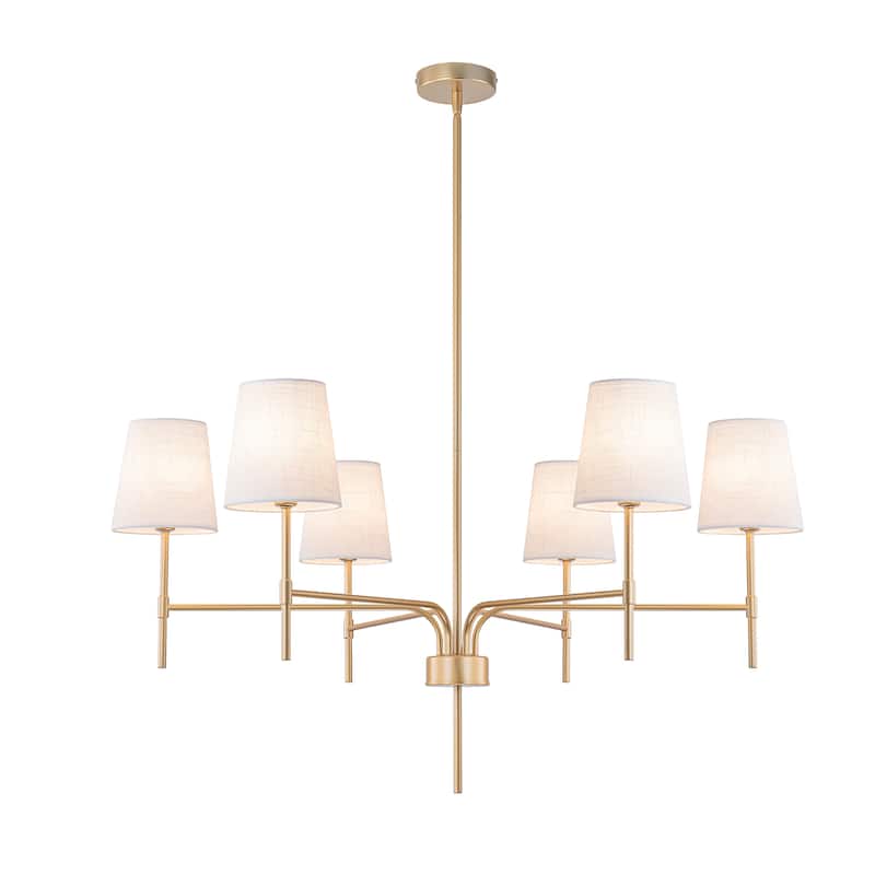 Starsky Transitional & Modern Chandelier with White Fabric Shades