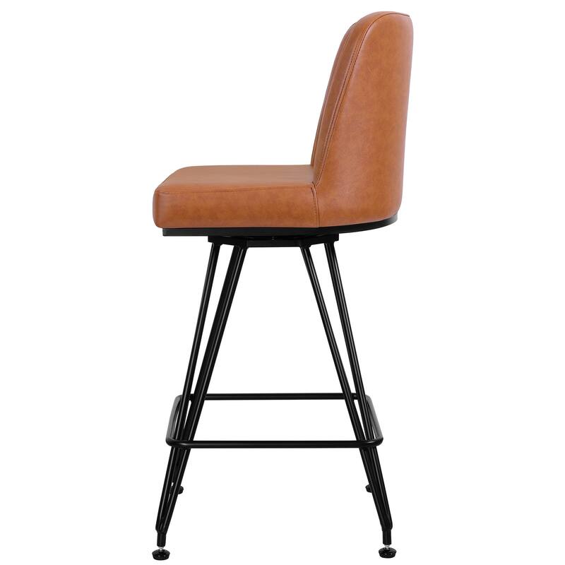 26" Leather/Velvet Swivel Counter Height Bar Stools - 38.2"H x 17.7"W x 19.1"D