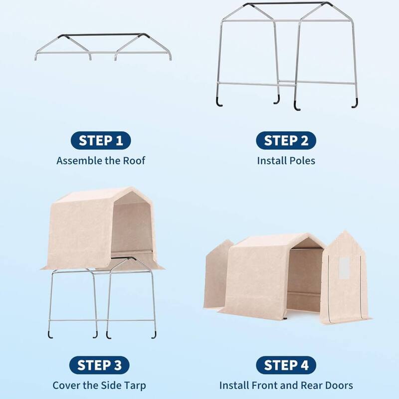 6x8 FT Portable Outdoor Storage Shed, Carport for Motorcycle, Firewood, Garden and Tools - 6X8 Ft