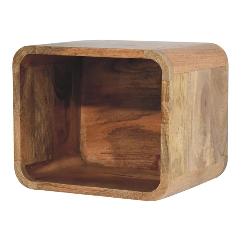 Artisan Furniture Solid Wood Oak-ish Floating Open Nightstand, Shelfs